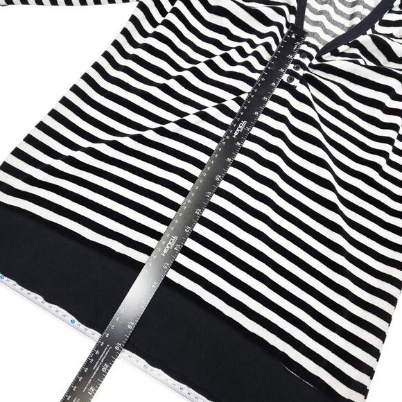 Avirex Womens XL Black White Striped Hooded Sweater Shirt Oversized Comfy Soft - Picture 7 of 8